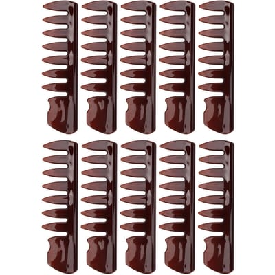 10 pièces Peigne de coiffage Dents larges Bord arrondi Manche épais ergonomique Léger Peigne professionnel pour black