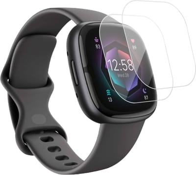 2x Geschikt voor Fitbit Sense Screenprotector - Beschermglas Folie Geschikt voor Fitbit Sense