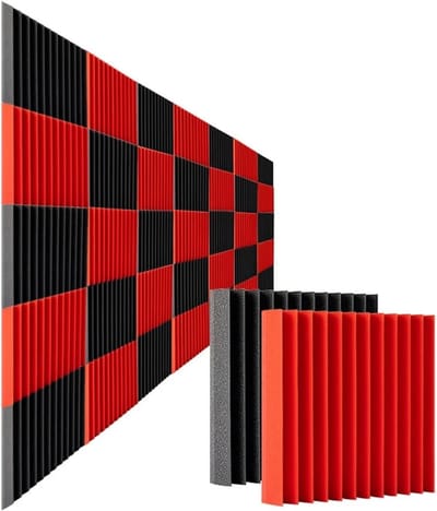 Geluidsisolatie Panelen - Akoestisch Schuim - Studio Opname - Zachte Stofvrije Spons - 30x30cm - Zwart Rood