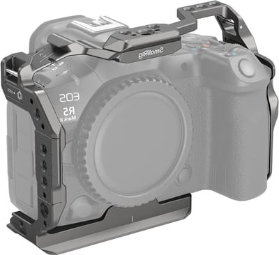 Quick Release Cage voor Canon EOS R5 Mark II met Tempered Screen Protector, 1/4"-20 en 3/8"-16 Schroefgaten, Koude Schoen en Nato Rails - Ideaal voor Videoproductie en Fotografie