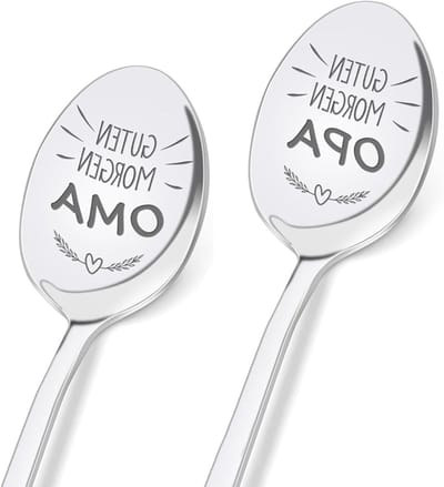 Set van 2 Lange Dessertlepels met Gegraveerd Patroon, 19 cm, Roestvrij Staal, Perfect als Cadeau voor Grootouders, Verjaardagen en Feestdagen