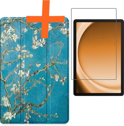 Hoesje - Geschikt voor Samsung Galaxy Tab A9 - Met Screenprotector - Trifold Bookcase - Hard Cover - Hardcover Book Case - Tablet Hoes - Bloesem