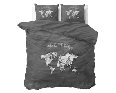 Sleeptime Marble World Dekbedovertrekset - Lits-Jumeaux - 240x200/220 + 2 kussenslopen 60x70 - Antraciet