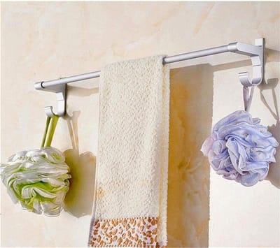 Handdoekenrek - Hangrek Ophangrek - Badkamer Organisatie - Ponsvrij Monteren - 70 cm - Zwart