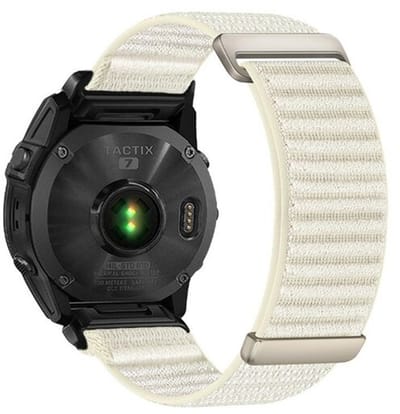 By Qubix - Geschikt voor Garmin bandje - 26mm Quickfit - Nylon Sport Loop bandje - Sterrenlicht - Geschikt voor Garmin Epix Pro Gen 2 (51mm) / Quatix 7X / 6X & Tactix 7 (pro)