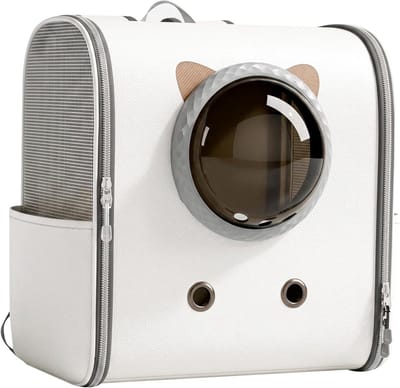Kattenrugzak - Draagbare huisdierdrager - Reizen met huisdier - Ademend mesh ontwerp - 35 x 30 x 22 cm - Wit