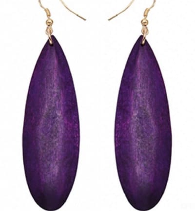 Zilveren Oorhanger -Luci -paars -hout- lang- Charme Bijoux