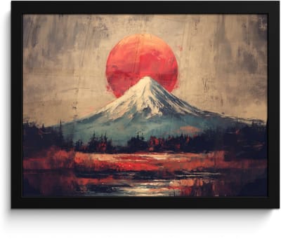 Poster in lijst - Fotolijst 40x30 cm - Posters - Bergtop - Sneeuw - Zon - Posterlijst zwart - Decoratie - Wanddecoratie woonkamer - Muurdecoratie slaapkamer
