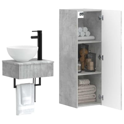 vidaXL - Badkamermeubel - Set - 2 - st - Betongrijs - 33 - x - 34,5 - x - 100 - cm