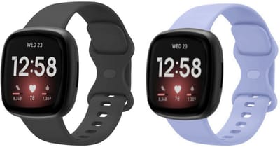Strap-it 2-Pack Siliconen Smartwatch Bandjes (Lavendel & Zwart) – comfortabel & zweetbestendig – geschikt voor Fitbit Versa 3/4 & Sense/Sense 2 – Maat S