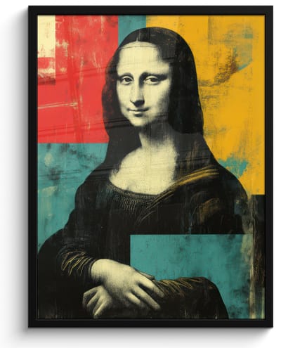 Poster in lijst - Fotolijst 60x80 cm - Posters - Vrouw - Kleurvlakken - Klassieke schilderkunst - Posterlijst zwart - Decoratie - Wanddecoratie woonkamer - Muurdecoratie slaapkamer