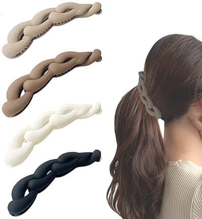 Dailygoods- Haarspelden - 4 Stuks Bananenhaarspelden - Antislip - Vintage Paardenstaart-Clips - Flexibel - Hoogwaardig Hars - 10,5 cm - Haarklem