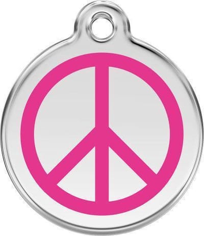 Red Dingo Hondenpenning 30 mm peace hard roze