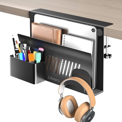 Onderdesk Laptop Organizer met Magnetische Houder en Klem