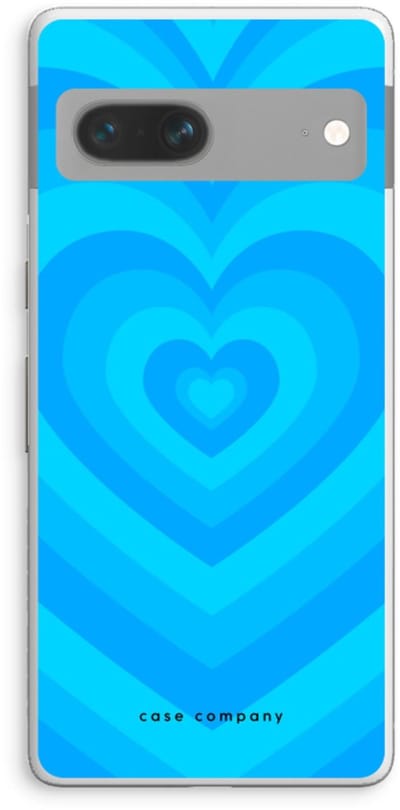 Case Company® - Hoesje geschikt voor Google Pixel 7 hoesje - Hart Blauw - Soft Cover Telefoonhoesje - Bescherming aan alle Kanten en Schermrand