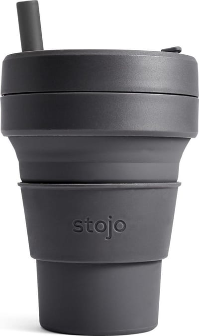 Stojo - Biggie Cup - Koffie / Theebeker - 470 ml - Herbruikbaar - Opvouwbaar - Carbon