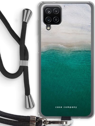 Case Company® - Hoesje met koord geschikt voor Samsung Galaxy A12 hoesje met Koord - Stranded - Telefoonhoesje met Zwart Koord - Bescherming aan alle Kanten en Over de Schermrand