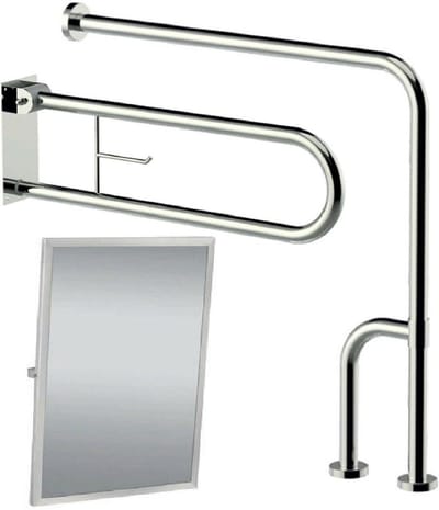 Steungreep Toilet - Badkamer Handgreep - Veiligheid Ondersteuning - Geïntegreerde Papierhouder - 730 mm - Zilver