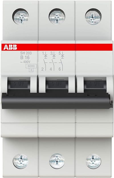 Miniatuur Stroomonderbreker 3 Polig 16 Amp Zekering voor Installatiebeveiliging