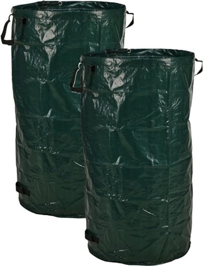 Progarden Tuinafvalzak - 2x - opvouwbaar - rond - antraciet - 238 liter - bladeren opruimen
