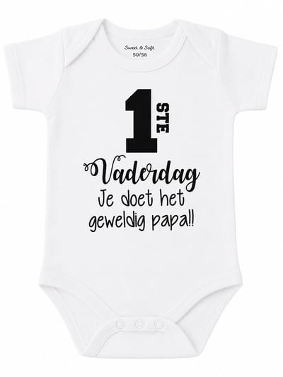 baby cadeau papa baby tekst eerste vaderdag je doet het geweldig korte mouw maat 74-80