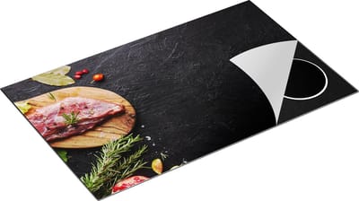 Chefcare Inductie Beschermer Vlees op een Marmeren Plaat - 85x52 cm - Afdekplaat Inductie - Kookplaat Beschermer - Inductie Mat