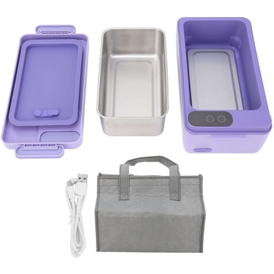 Elektrische Lunchbox Oplaadbaar Draagbare Lunchwarmer 1L Grote Capaciteit Elektrische Warmhoudfunctie L white