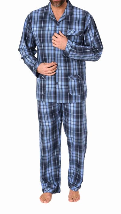 Herenpyjama met lange mouwen en knoopsluiting in elegante optiek
