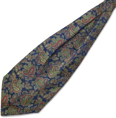 Zijden stropdassjaal met kleurrijk lichtblauw paisleymotief