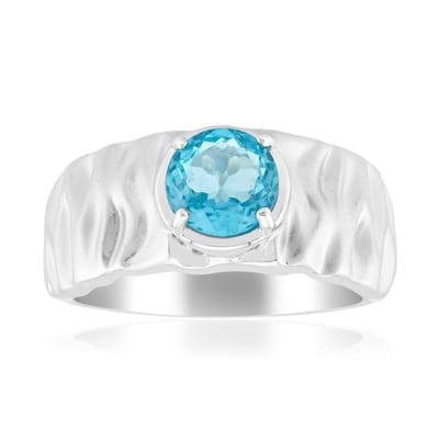 Cavill - Ring 925 Sterling Zilver - Blauwe Apatiet 0,68 ct Ronde Edelsteen - Elegant, Duurzaam - Madagascar Edelstenen