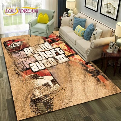 GTA 3D Games Grand Theft Auto Gamer Tapijt Vloerkleed voor Thuis Woonkamer Slaapkamer Bank Deurmat Decor,kindergebied Vloerkleed Antislip Vloermat 70x100cm
