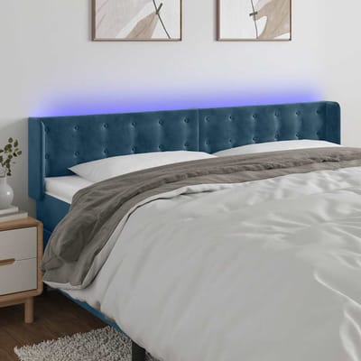 vidaXL - Hoofdbord - LED - 183x16x78/88 - cm - fluweel - donkerblauw