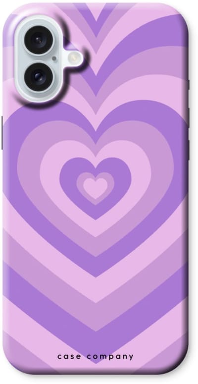 Case Company® - Hoesje geschikt voor iPhone 16 Plus hoesje - Hart Paars - Tough Case - Maximale Bescherming alle Kanten en Schermrand