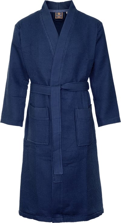 Sauna badjas wafel - biologisch katoen - marineblauw 3XL - blauwe unisex badjas - wafel badjas blauw - Oeko-Tex - kimono - wafel badjas dames - wafel badjas heren - marineblauw - maat 3XL