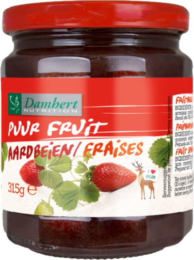 Damhert - Puur Fruit Confituur Aardbei - 6 x 315 gr - Voordeelverpakking