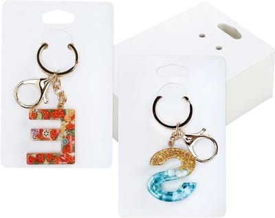 Set van 100 Displaykaarten voor Sleutelhangers en Sieraden - Kraftpapier, 12 x 8 cm, DIY Sieradenpresentatie, Wit, Perfect voor Ambachten en Verkoop