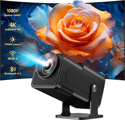 4K Mini-beamer met Native 1080p Resolutie voor Thuisbioscoop - 500 ANSI lumen - Android 11.0 OS - Wifi 6 - BT 5.2 - Automatische 180 graden Rotatie Beamer