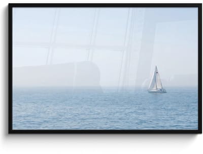 Poster in lijst - Fotolijst 120x80 cm - Posters - Horizon - Zeilboot - Zee - Posterlijst zwart - Decoratie - Wanddecoratie woonkamer - Muurdecoratie slaapkamer