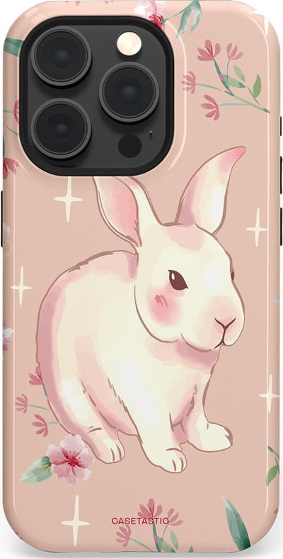 Casetastic Hoesje Geschikt voor Apple iPhone 15 Pro Magsafe - Stijlvolle Beschermende Duo-layer Case - Schattig konijntje