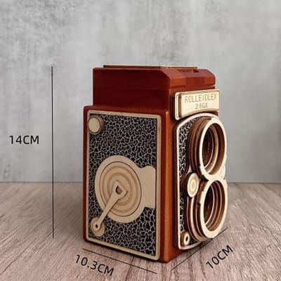 Handgemaakte Decoratieve Houten Vintage Camera Muziekdoos Creatieve Draaiende Sluiter Retro Camera Doos Afstuderen Verjaardag Cartoon Cadeau