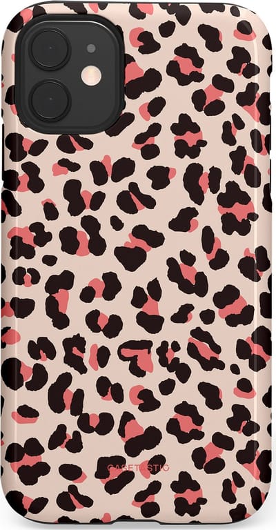 Casetastic hoesje geschikt voor Apple iPhone 11 - Dubbellaagse bescherming - Tropische Panter - Fashion Case - Zand Zwart Koraal