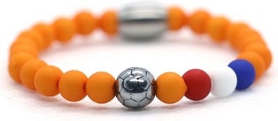 IbizaMen - Heren - armband - voetbal - RVS - ORANJE - Nederlands elftal - WK 2026 - Koningsdag - 6mm - 21cm