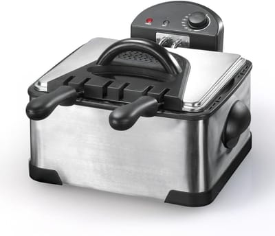 Quvo® Frituurpan - Dubbele Frituurpan - Friteuse - Dubbele Friteuse - Zwart/Zilver - 41cm x 41cm x 26cm