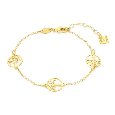 Twice As Nice Armband in verguld zilver,3 levensbomen 16cm+3cm