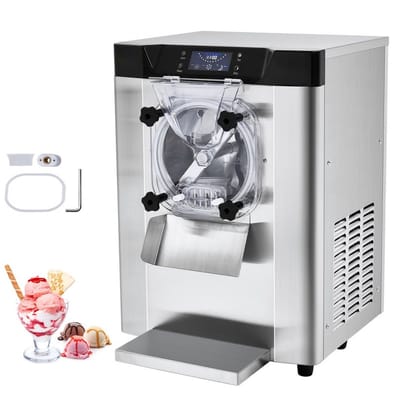 IJsmachine - Commercieel Tafelmodel - Capaciteit 12 L/u - Enkele Smaak - Voor Hardijs - RVS Cilinder 4,5 L - Automatische Voorkoeling - Zelfreiniging