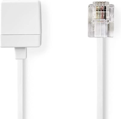 Telecomverlengkabel - RJ11 Male - RJ11 Female - 5.00 m - Kabel design: Plat - Kabeltype: RJ11 - Wit
