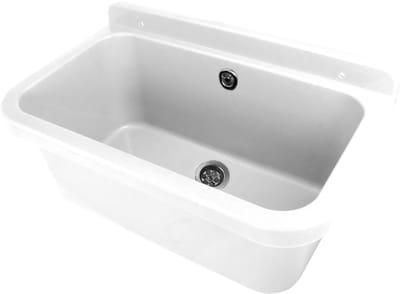 Uitstortgootsteen kunststof 550x340x210mm wit incl. sifon