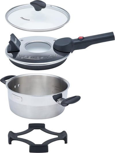 Elektrische braadpan - Multikoker oven - Thuis koken - 2-in-1 bakdeksel - 2 liter - Zilver