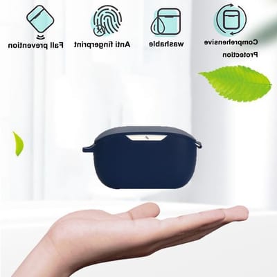 Schokbestendige Silicone Hoes voor Wave Buds met Sleutelhanger - Beschermende Case in Donkerblauw, Perfecte Pasvorm en Duurzaam Ontwerp