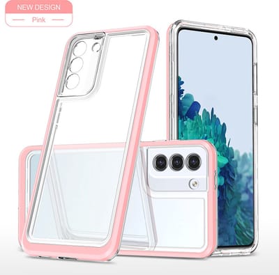 Hoesje Geschikt Voor Samsung Galaxy S21 Plus hoesje Transparant backcover met bumper case – Roze – oTronica